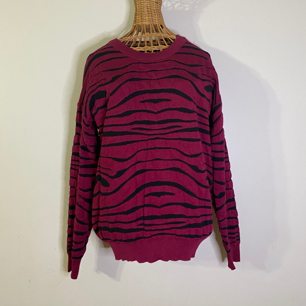 T/O Sweaters Zebra Crew Neck Sweater Small